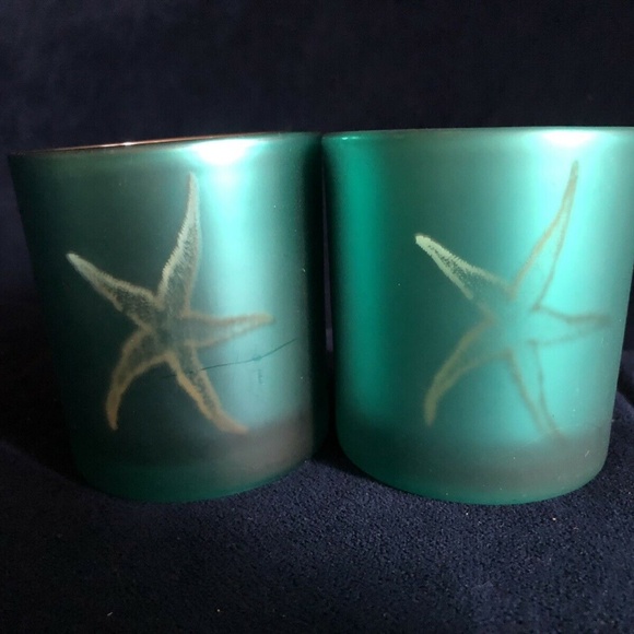 Set Of Two Votive Holders Turquoise With Starfish - Picture 2 of 3